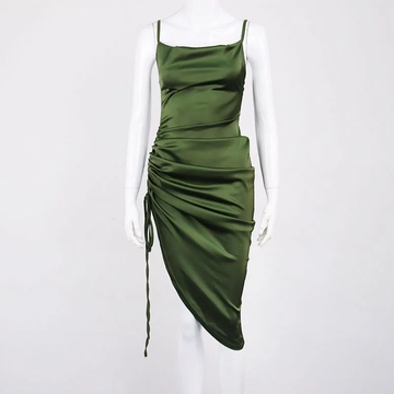 New Satin Green Prom Dress Spaghetti Strap Party Evening Dress HZ1023